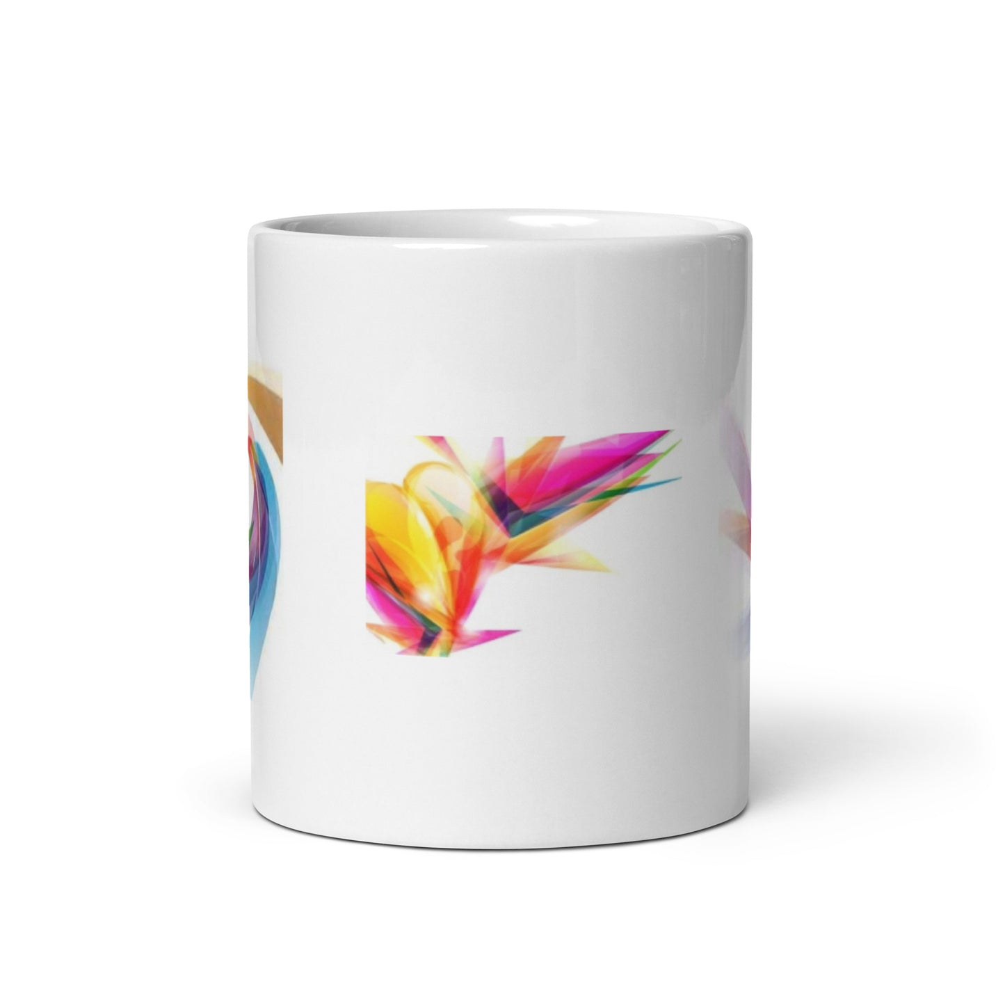 Three Design Abstract Art White Glossy Mug