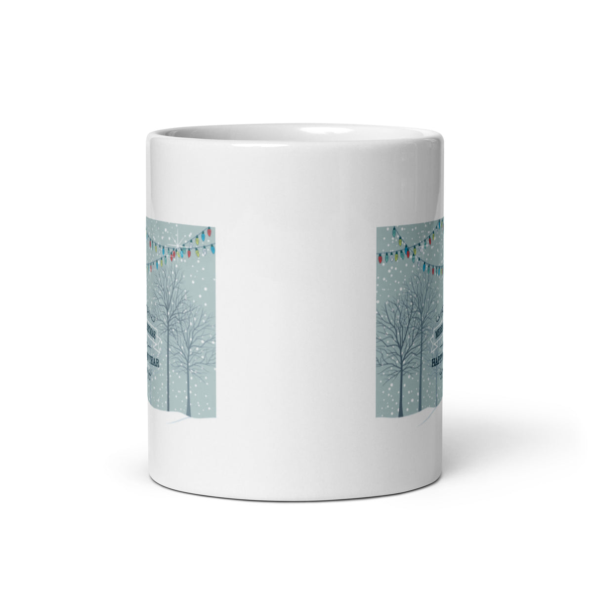 Merry Christmas and Happy New Year White Glossy Mug