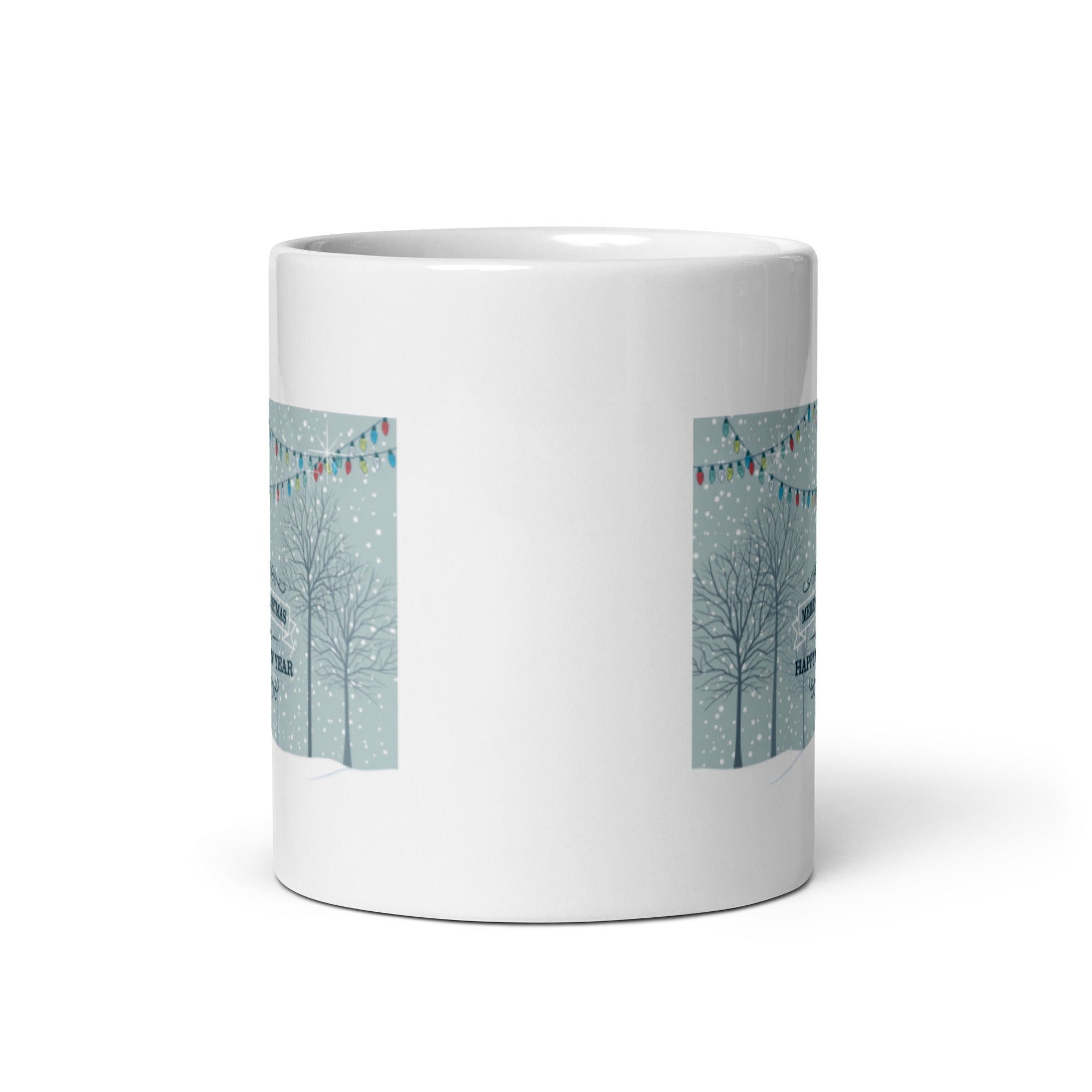 Merry Christmas and Happy New Year White Glossy Mug