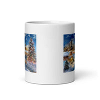 Winter and Christmas Holiday Scene  White Glossy Mug