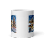 Winter and Christmas Holiday Scene  White Glossy Mug