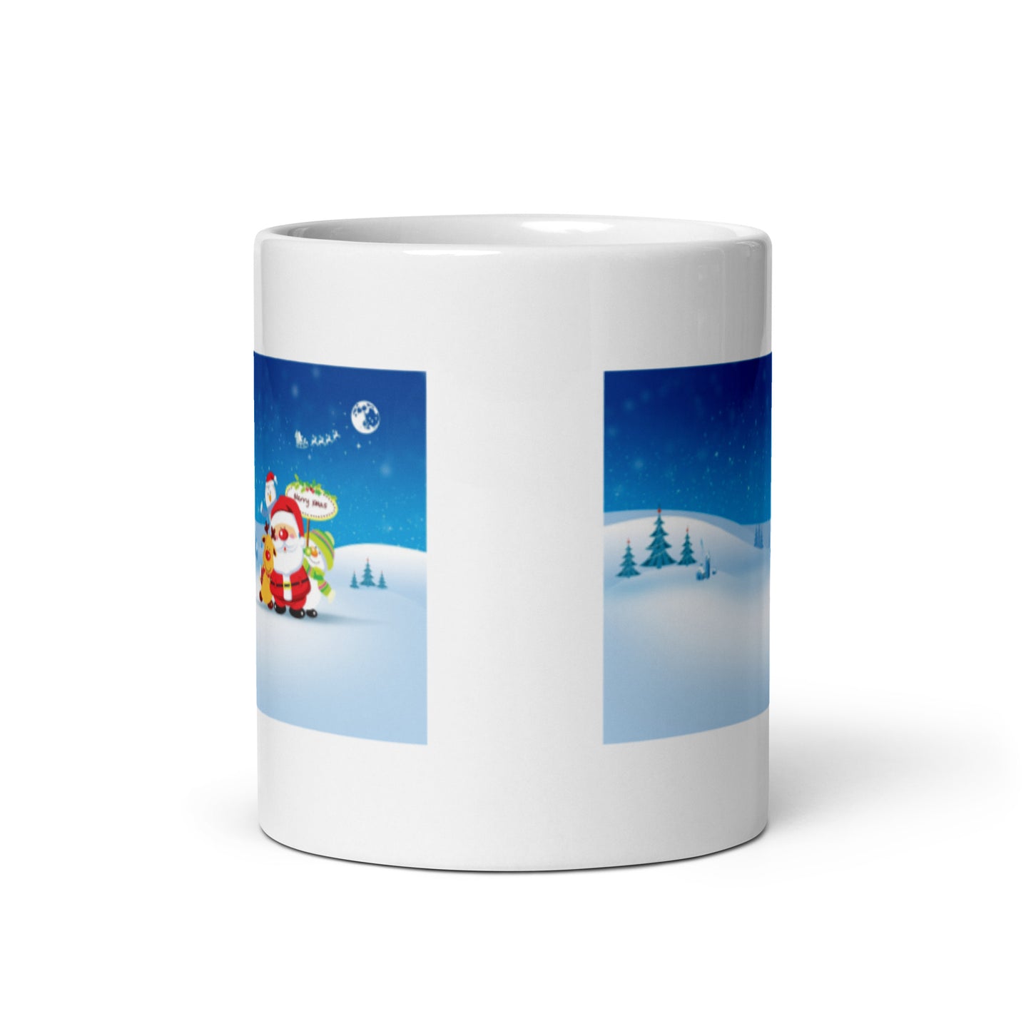 Holiday Santa with Winter Scene White Glossy Mug Great Gift for the Holidays