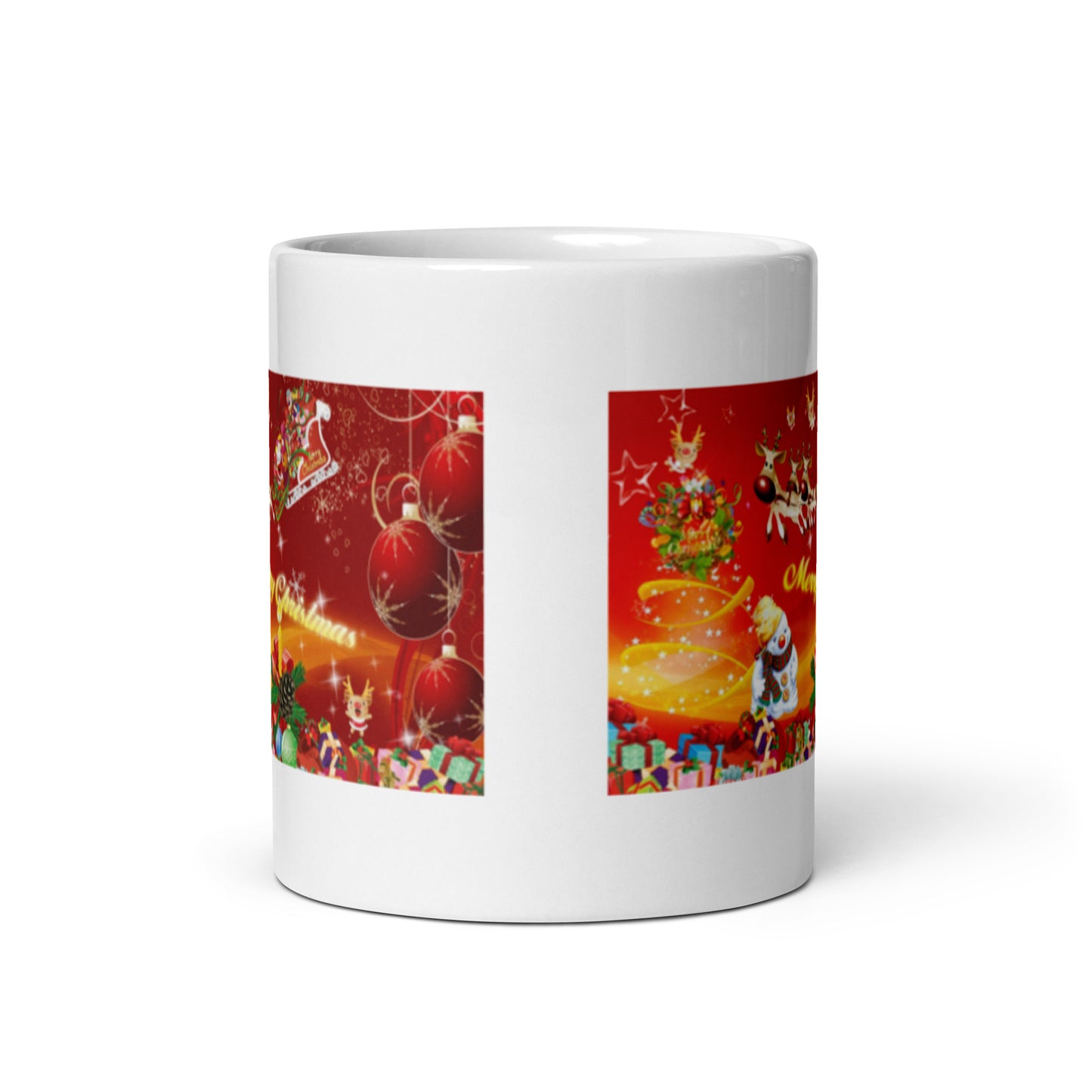 Merry Christmas with Santa White Glossy Mug