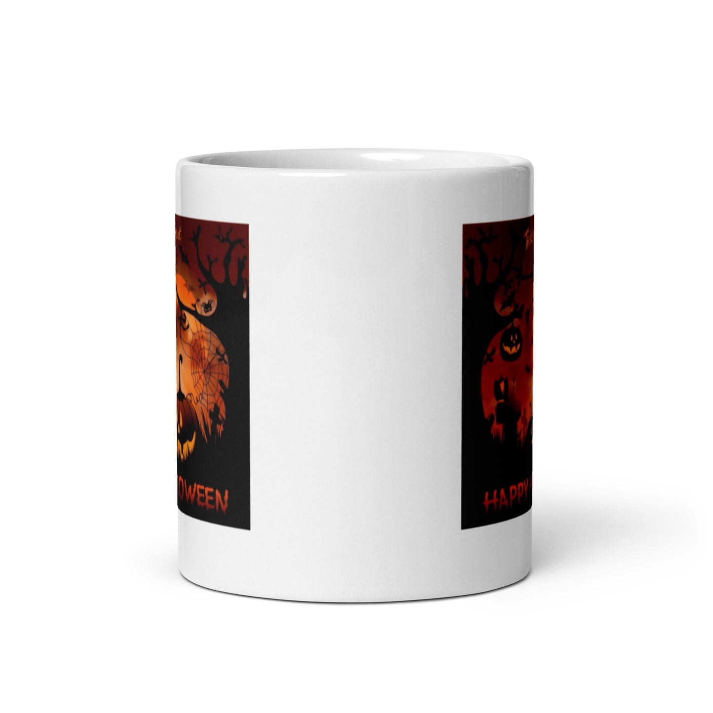 Happy Halloween with Pumpkins White Glossy Mug