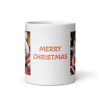 Holiday Kitten Merry Christmas White Glossy Mug
