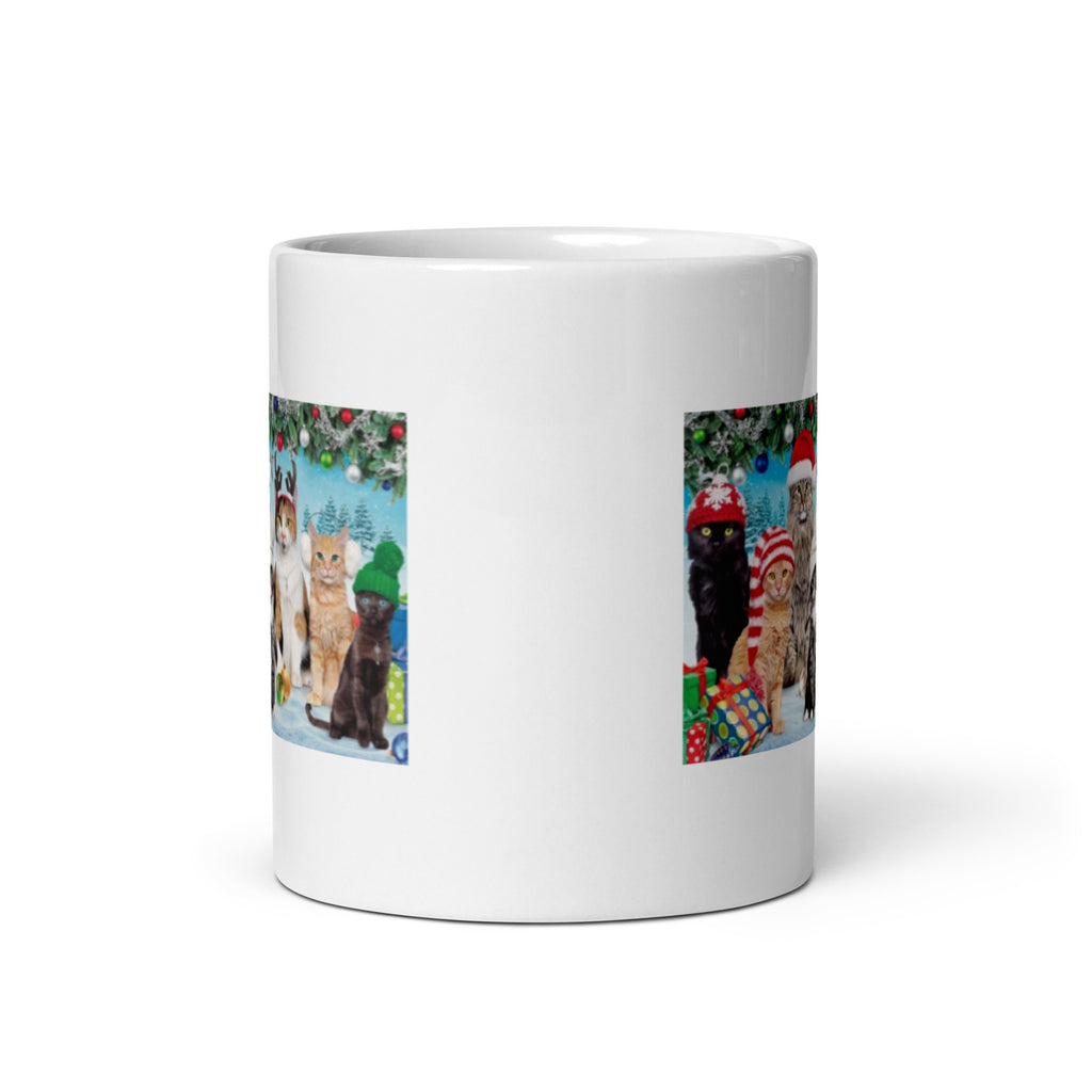 Kitten Christmas Design White Glossy Mug