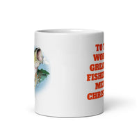 Worlds Greatest Fisherman Merry Christmas White Glossy Mug