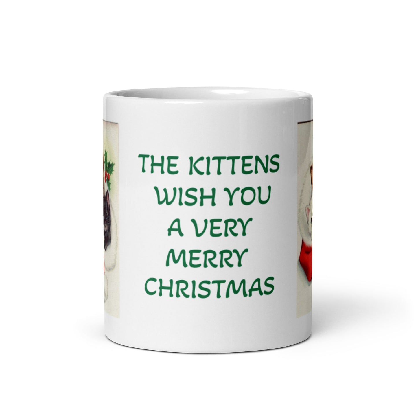 Kittens Wish You A Very Merry Christmas White Glossy Mug