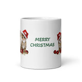 Holiday Merry Christmas Three Kittens White Glossy Mug