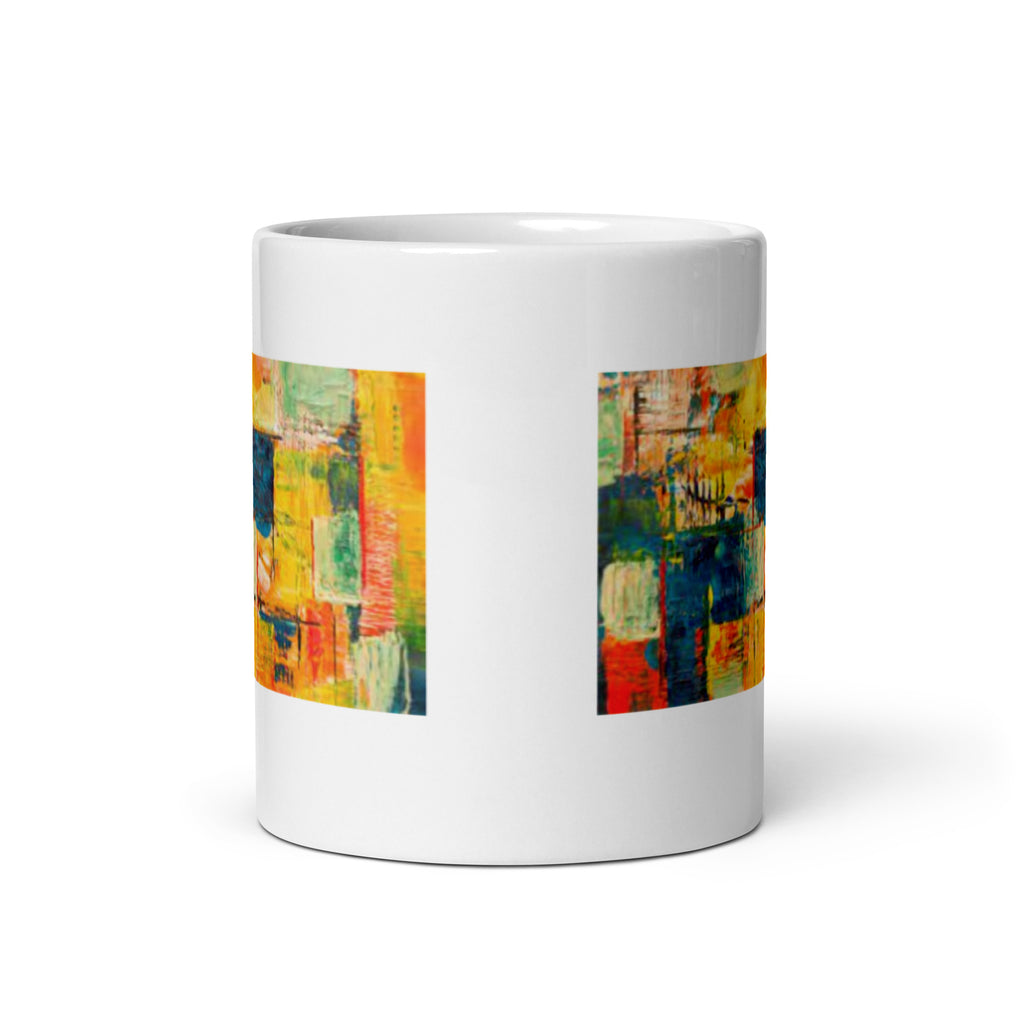 Abstract Art Design White Glossy Mug