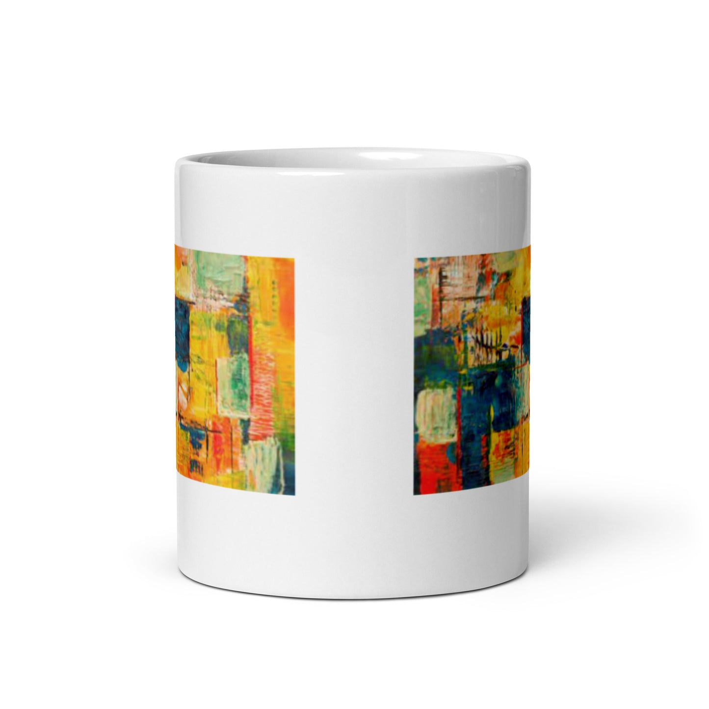 Abstract Art Design White Glossy Mug