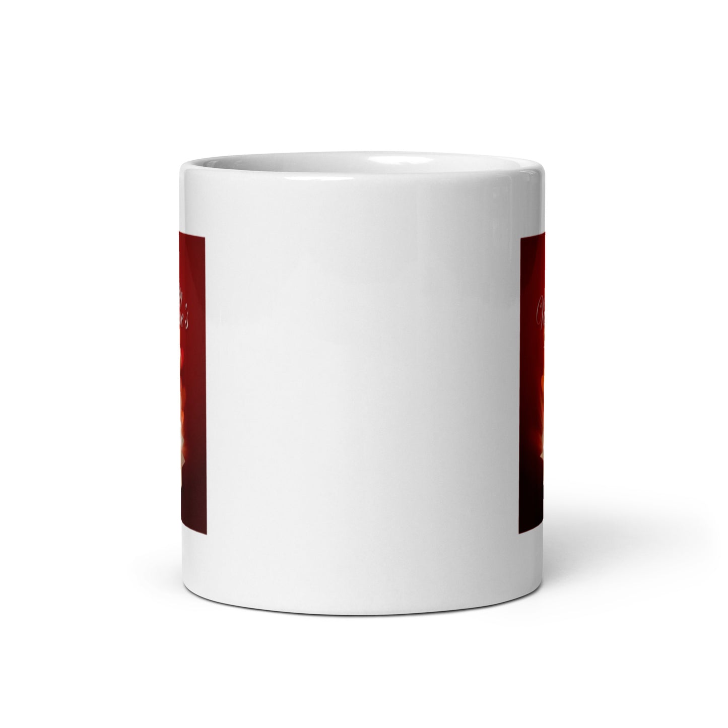 Happy Valentine's Day White Glossy Mug With Hearts