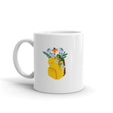 Flower Design White Glossy Mug