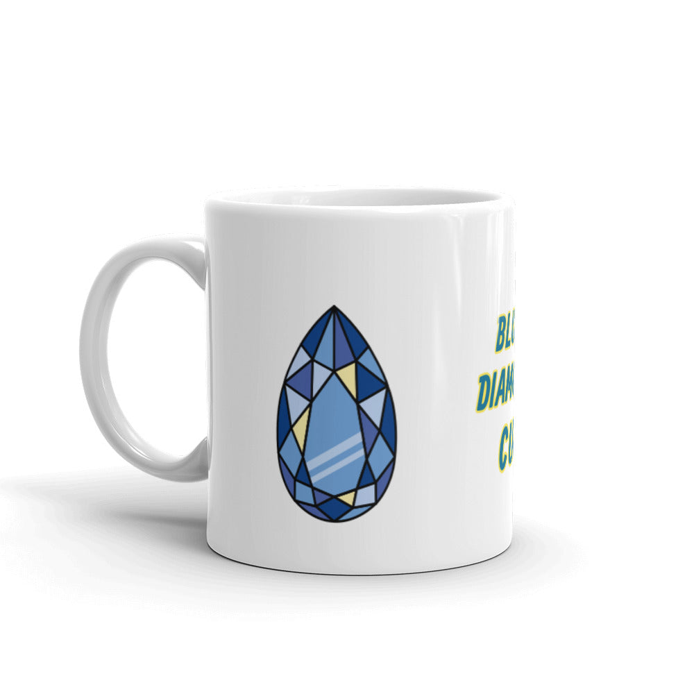 Blue Diamond Design White Glossy Coffee Mug