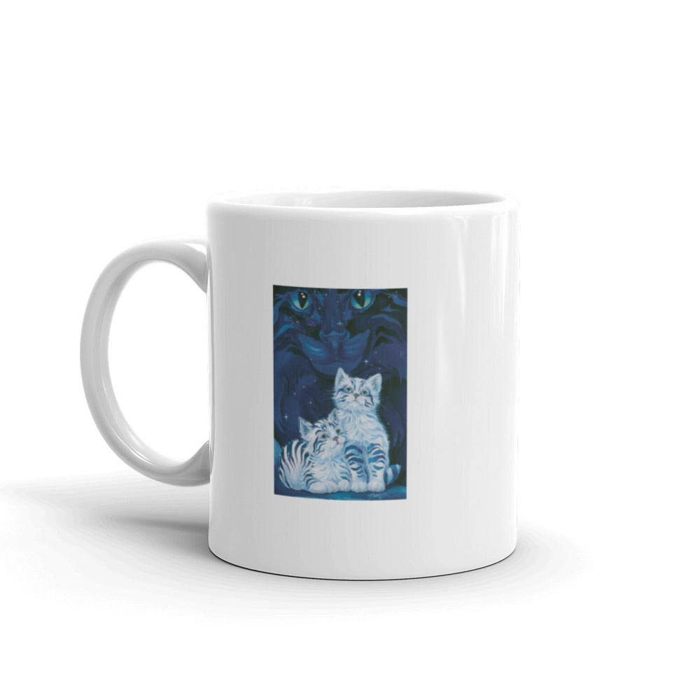 Wishing Cats Design White Glossy Mug