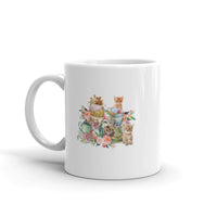 Kittens in Flowers Design White Glossy Mug