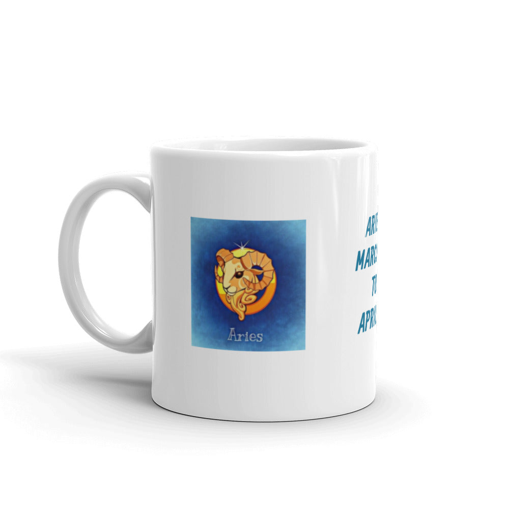 Zodiac Sign Aries Design  White Glossy Mug