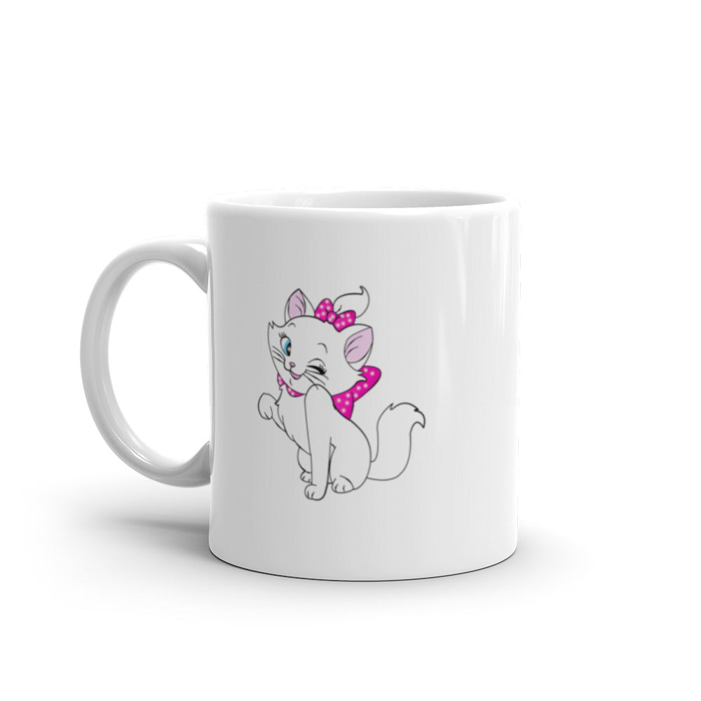 Happy Cartoon KItten Design White Glossy Mug