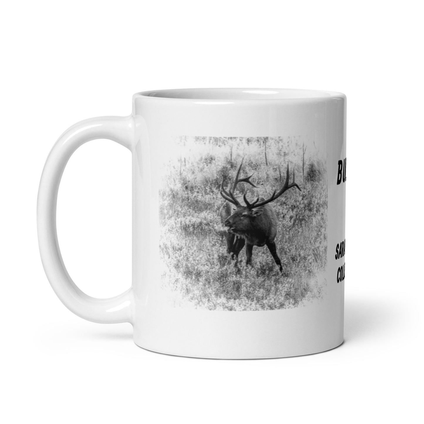 Sarah-Jane Collection Bull Elk White Glossy Mug