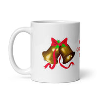 Merry Christmas with Siver Bells White Glossy Mug