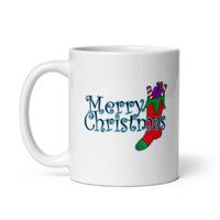 Merry Christmas with Stocking White Glossy Mug
