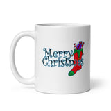 Merry Christmas with Stocking White Glossy Mug