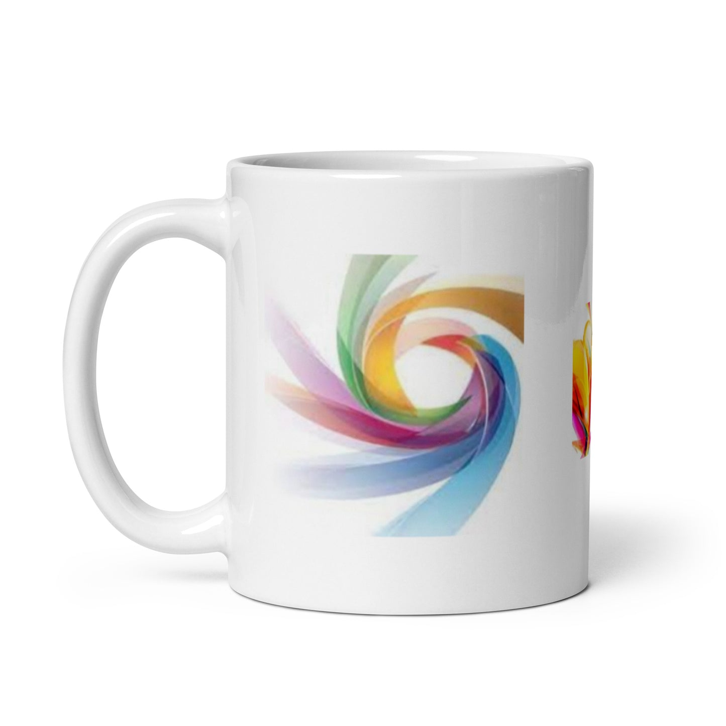 Three Design Abstract Art White Glossy Mug