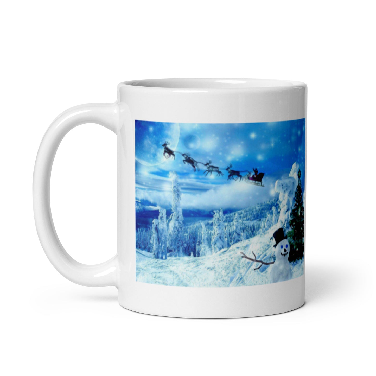 Winter Holiday Christmas Design White Glossy Mug