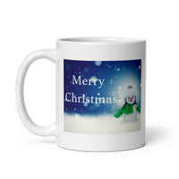Merry Christmas with Snowman White Glossy Mug