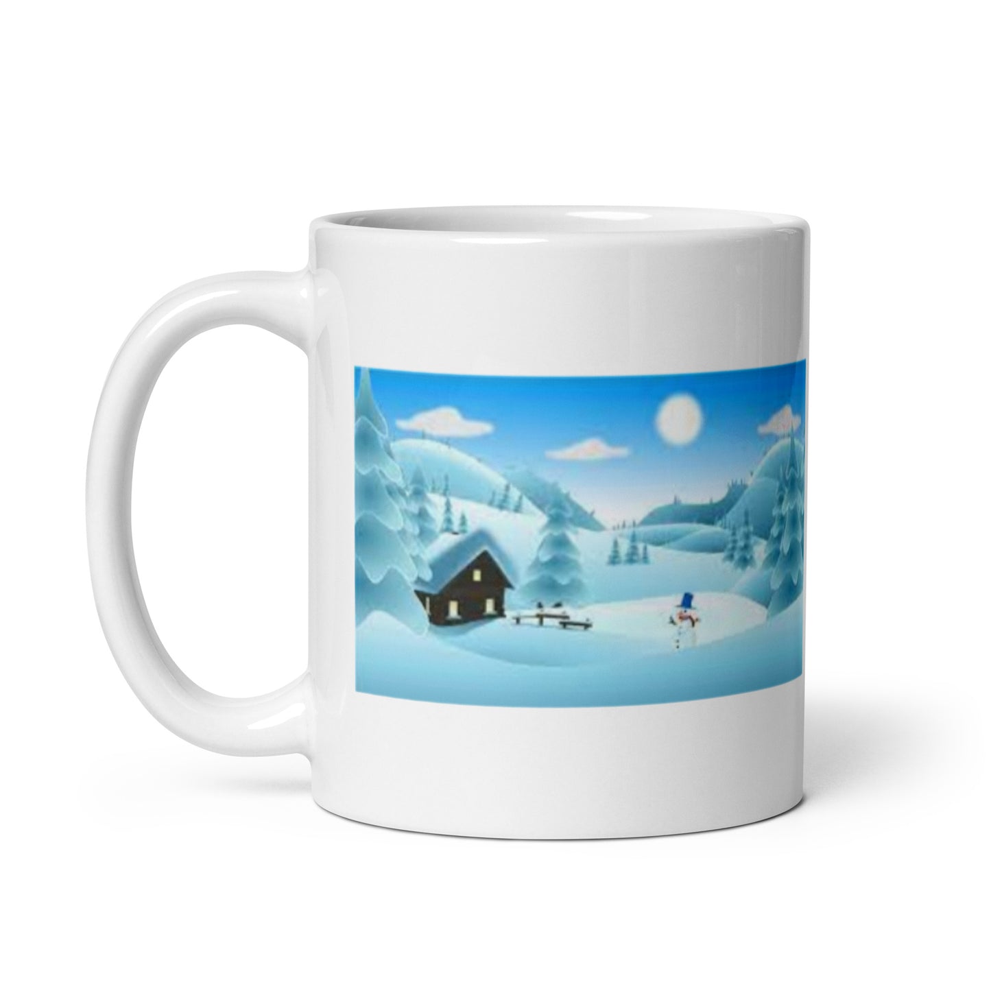 Winter Holiday with Snowman White Glossy Mug