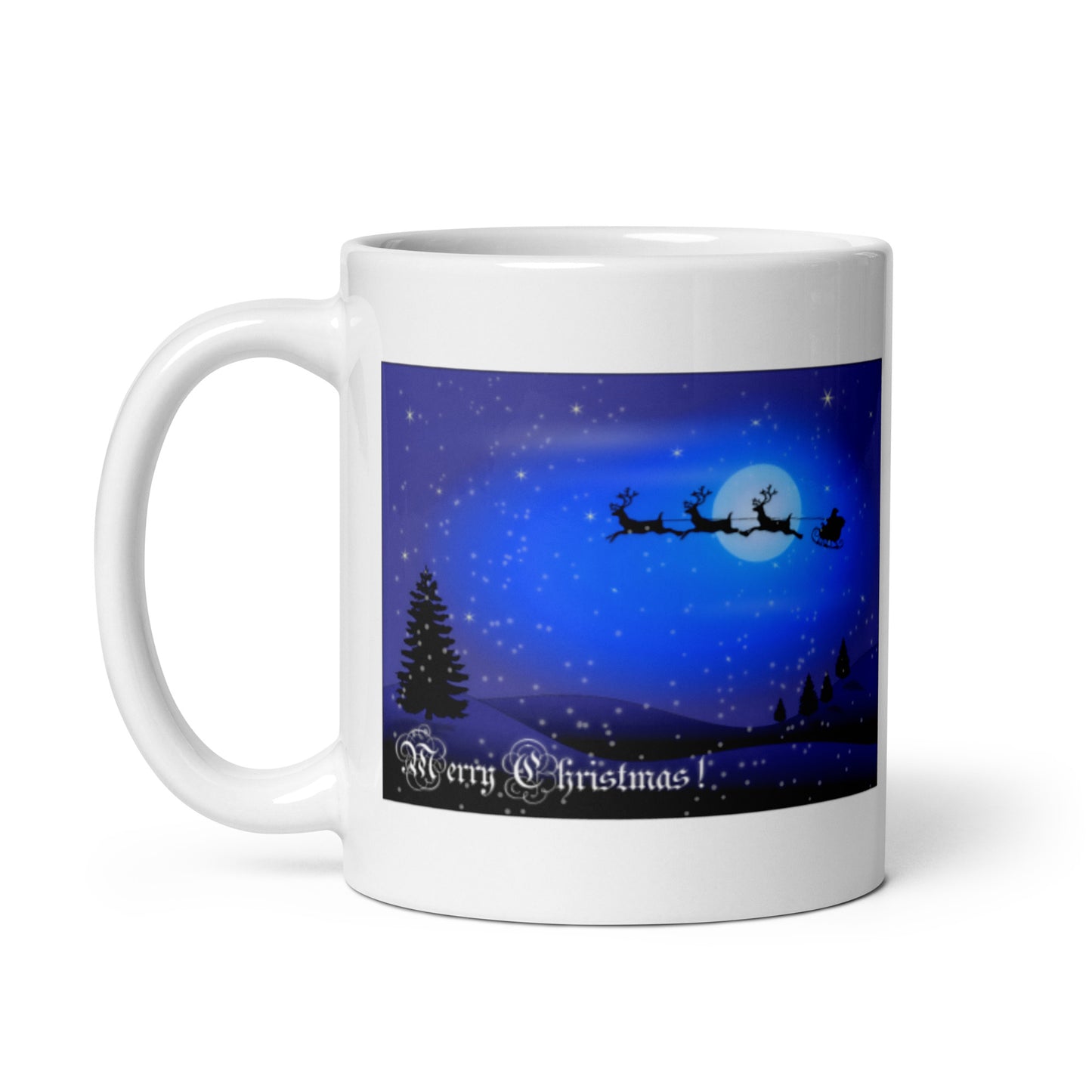 Holiday Merry Christmas White Glossy Mug with Reindeer