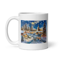 Winter and Christmas Holiday Scene  White Glossy Mug