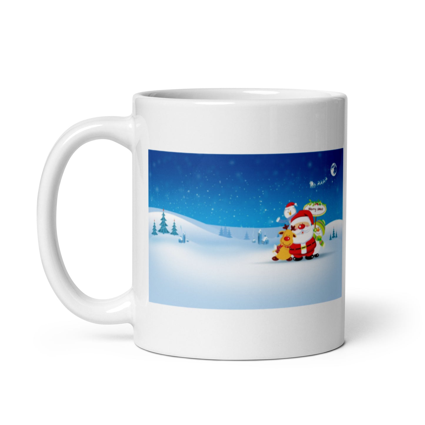 Holiday Santa with Winter Scene White Glossy Mug Great Gift for the Holidays