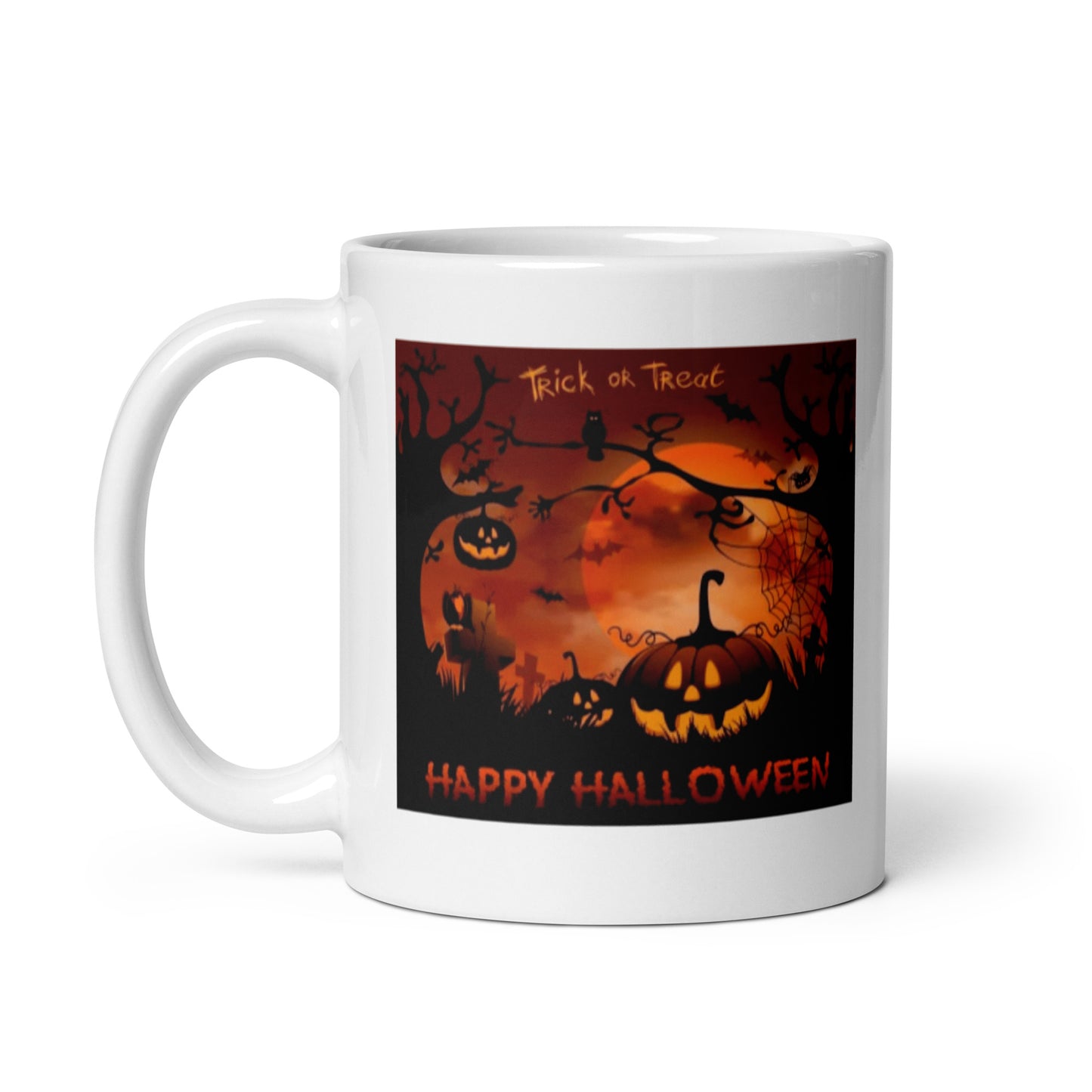 Happy Halloween with Pumpkins White Glossy Mug