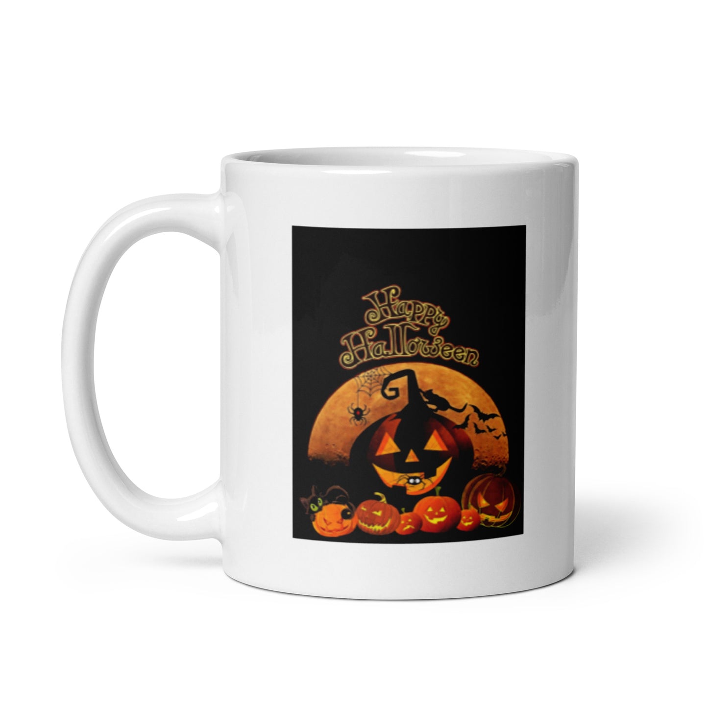 Happy Halloween with Jack-o'-Lantern White Glossy Mug
