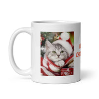 Holiday Kitten Merry Christmas White Glossy Mug