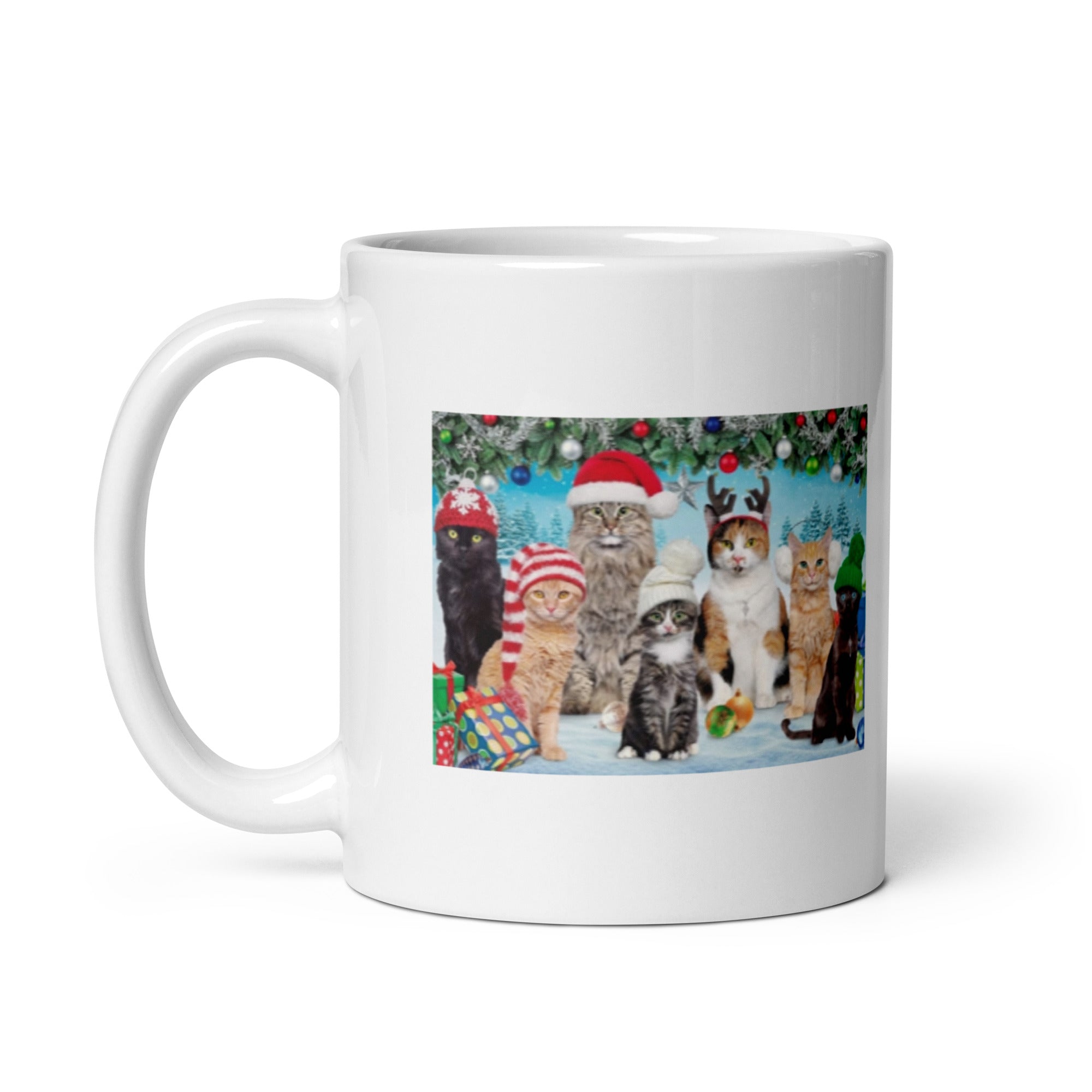 Kitten Christmas Design White Glossy Mug