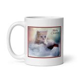 Merry Christmas Kitten Designer White Glossy Mug