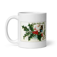 Merry Christmas Kitten Design White Glossy Mug
