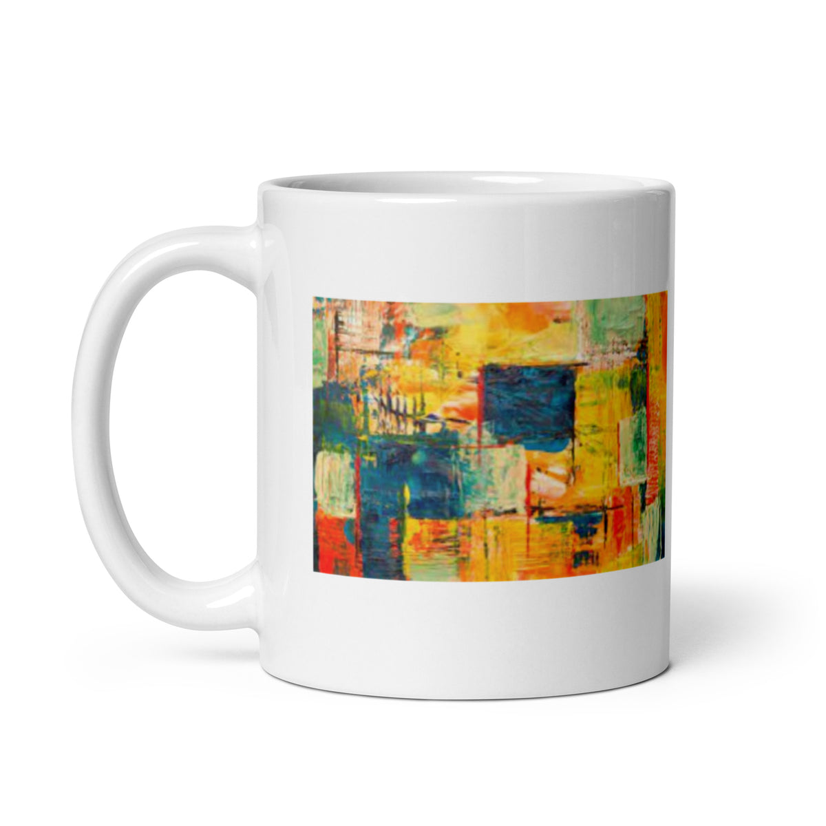 Abstract Art Design White Glossy Mug