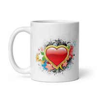 Happy Valentine Day White Glossy Mug with Big Heart