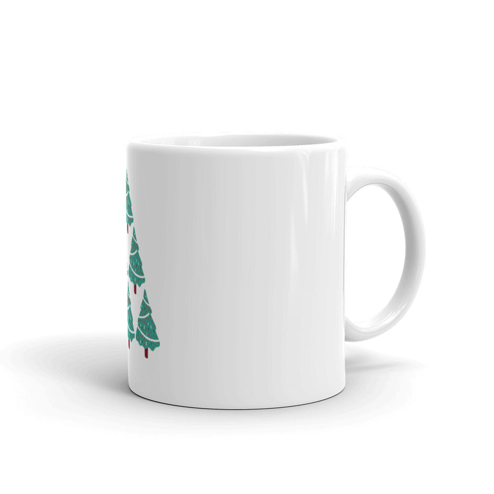 Holiday White Glossy Mug Tree Design