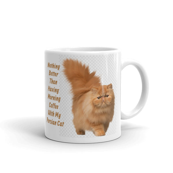 Morning Coffee with My Persian White Glossy Mug
