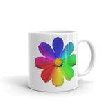 Flower Design White Glossy Mug