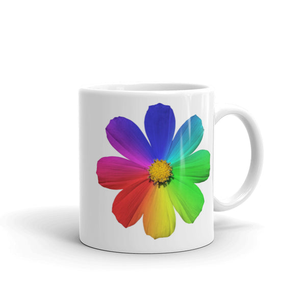 Flower Design White Glossy Mug