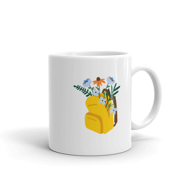 Flower Design White Glossy Mug
