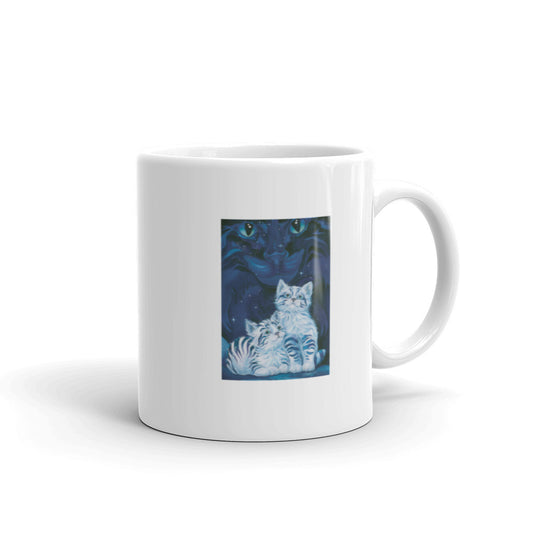 Wishing Cats Design White Glossy Mug