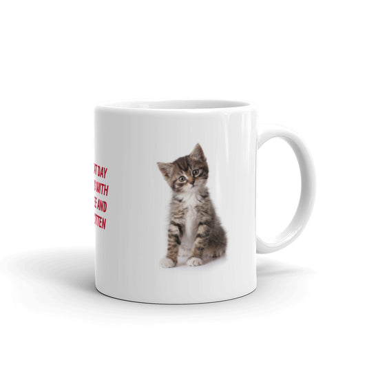 Great Day with Coffee and My Kitten White Glossy Mug