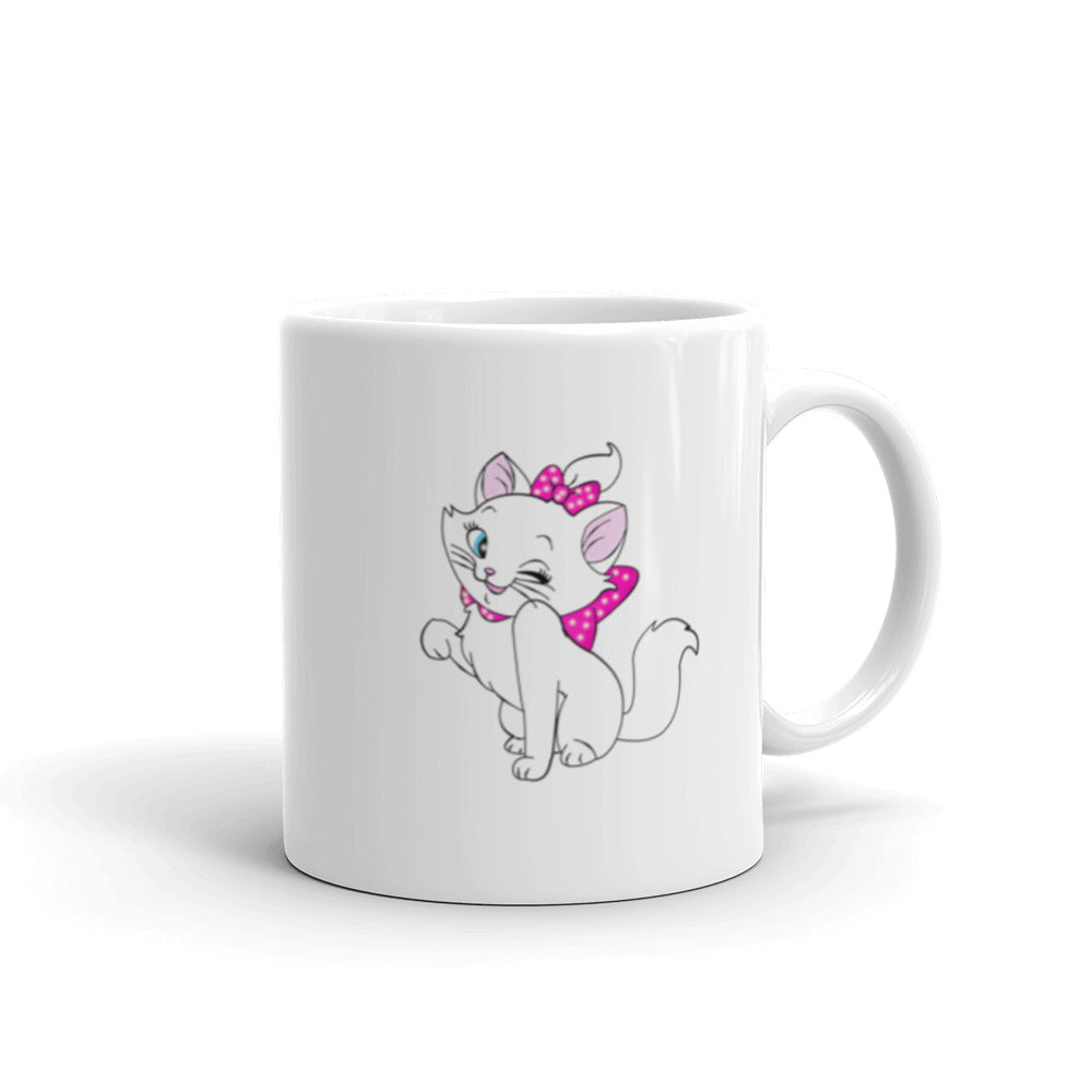 Happy Cartoon KItten Design White Glossy Mug