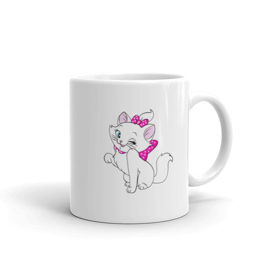 Happy Cartoon KItten Design White Glossy Mug